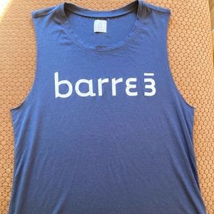 Barre3 signature muscle tank EUC; sz L navy